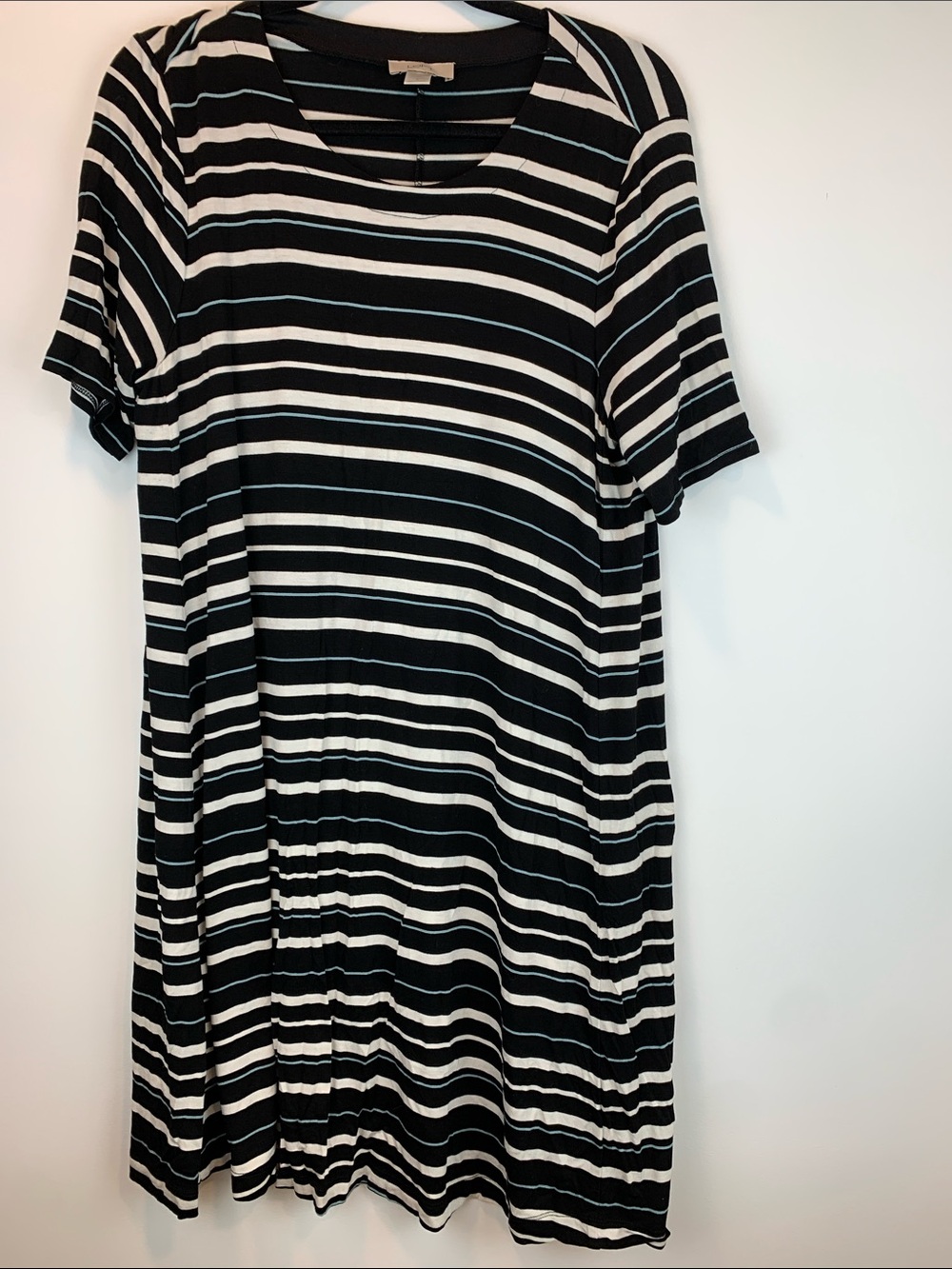 Loft Striped Dress sz L t shirt dress teacher casual comfy fall winter preppy
